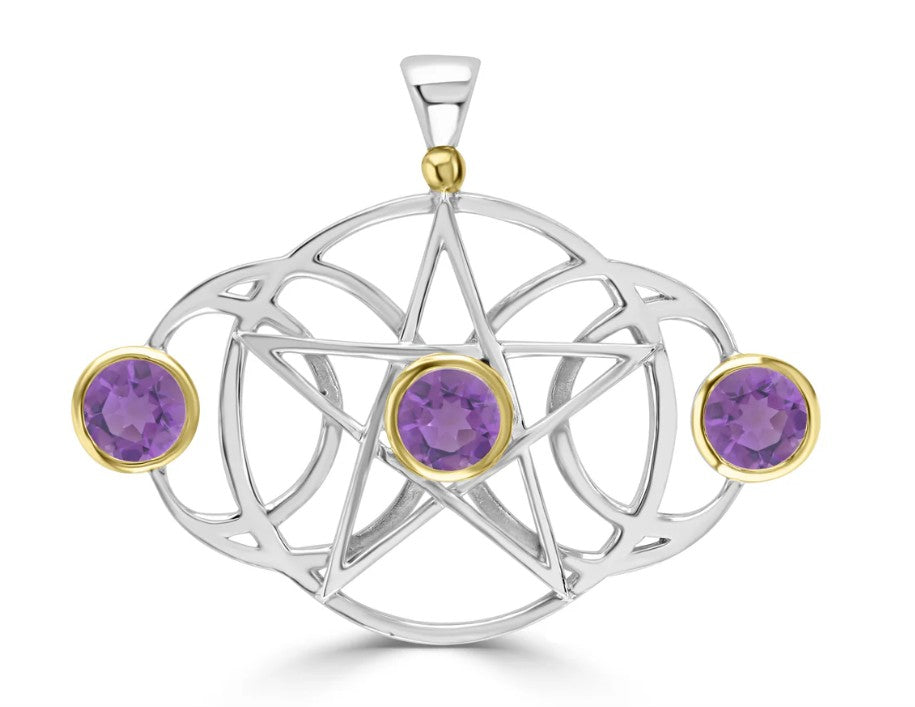 The Triple Moon Pentacle with Amethyst